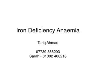 Iron Deficiency Anaemia