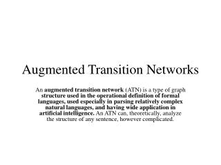 Augmented Transition Networks