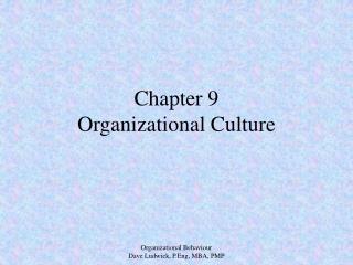 Chapter 9 Organizational Culture