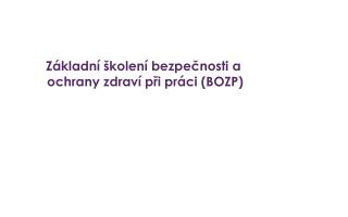 Základní školení bezpečnosti a ochrany zdraví při práci (BOZP)