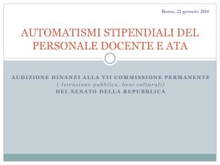 AUTOMATISMI STIPENDIALI DEL PERSONALE DOCENTE E ATA