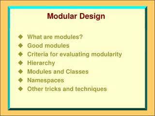 Modular Design