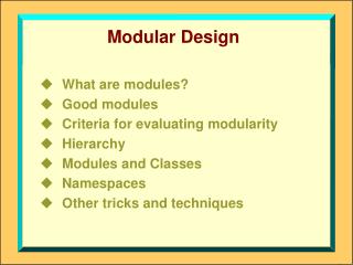 Modular Design