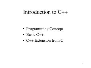 Introduction to C++