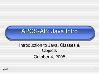 APCS-AB: Java Intro