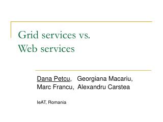 Grid services vs. Web services