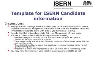 Template for ISERN Candidate information