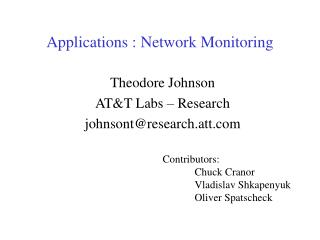 Applications : Network Monitoring