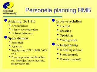 Personele planning RMB