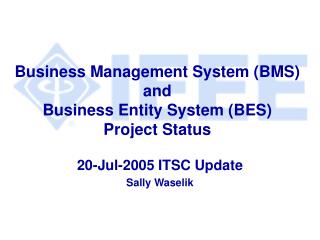 Business Management System (BMS) and Business Entity System (BES) Project Status