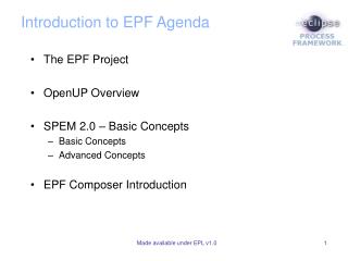 Introduction to EPF Agenda