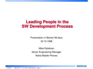 Leading People in the SW Development Process