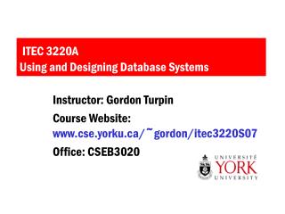 ITEC 3220A Using and Designing Database Systems