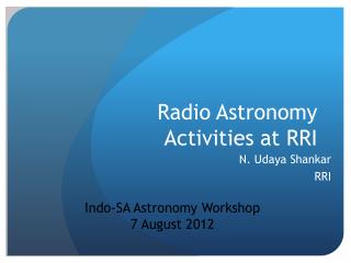 Radio Astronomy Activities at RRI