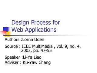 Design Process for Web Applications