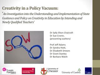Dr Sally Elton- Chalcraft Dr Sue Cronin , (presenting authors) Prof Jeff Adams