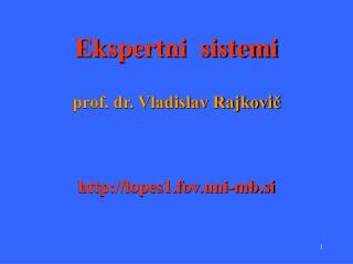 Ekspertni sistemi prof. dr. Vladislav Rajkovič lopes1.fov.uni-mb.si