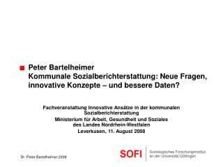 Fachveranstaltung Innovative Ansätze in der kommunalen Sozialberichterstattung