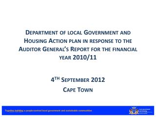 4 th September 2012 Cape Town