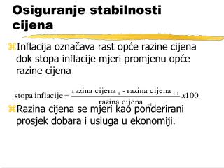 Osiguranje stabilnosti cijena