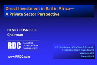 U.S./Sub-Saharan Africa Trade &amp; Economic Cooperation Forum (AGOA Forum) Washington DC