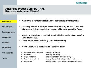 Advanced Process Library - APL Procesní knihovna - Obecně