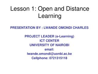 Lesson 1: Open and Distance Learning