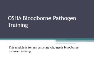 OSHA Bloodborne Pathogen Training