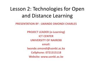 Lesson 2: Technologies for Open and Distance Learning