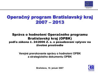 Operačný program Bratislavský kraj 2007 – 2013