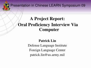 Presentation in Chinese LEARN Symposium 09