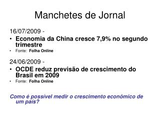 Manchetes de Jornal