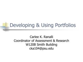 Developing &amp; Using Portfolios