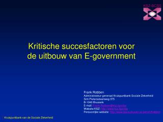 Kritische succesfactoren voor de uitbouw van E-government