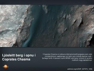 Ljósleitt berg í opnu í Coprates Chasma