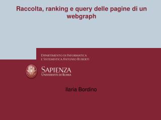 Raccolta, ranking e query delle pagine di un webgraph