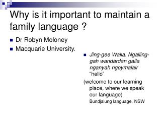 Why is it important to maintain a family language ?