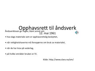 Opphavsrett til åndsverk 12. mai 1961