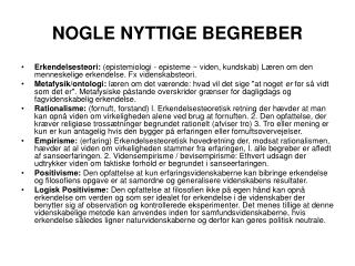 NOGLE NYTTIGE BEGREBER