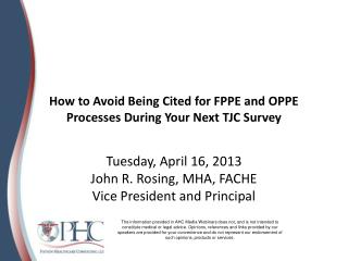 How to Avoid Being Cited for FPPE and OPPE Processes During Your Next TJC Survey