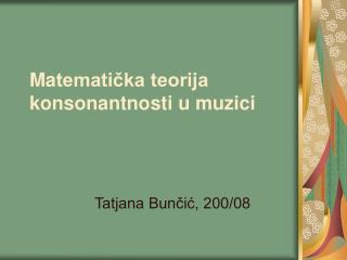 Ma tematička teorija konsonantnosti u muzici