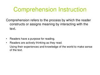 Comprehension Instruction