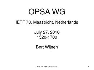 OPSA WG