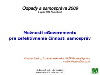 Odpady a samospráva 2009 2. apríla 2009, Ružomberok