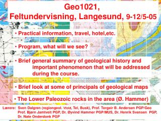 Geo1021, Feltundervisning, Langesund, 9-12/5-05