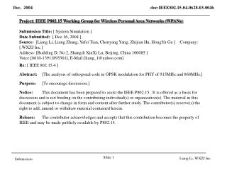 Project: IEEE P802.15 Working Group for Wireless Personal Area Networks (WPANs)