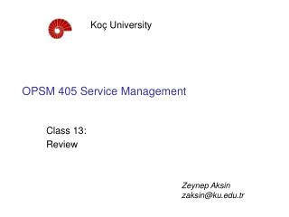 OPSM 405 Service Management