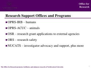 Research Support Offices and Programs