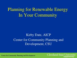 Planning for Renewable Energy In Your Community