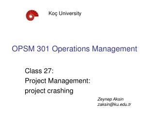 OPSM 301 Operations Management